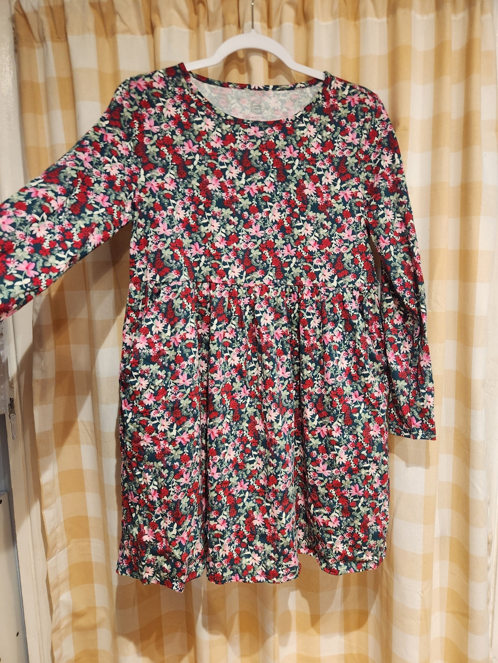 wonder nation Pink & Green Floral Long-Sleeve Dress